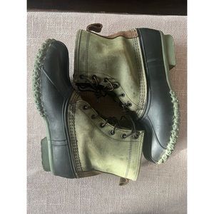 L.L. Bean Green Leather Duck Boots